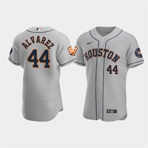 Men's Houston Astros #44 Yordan Alvarez Grey 60th Anniversary Flex Base Stitched Baseball Jersey